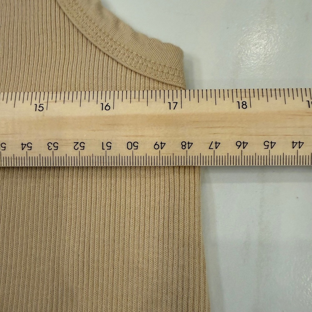 Free People FP Beach Tank Dress Womens L Tan‎ EUC Ribbed Scoop Neck Sleeveless - Picture 3 of 5